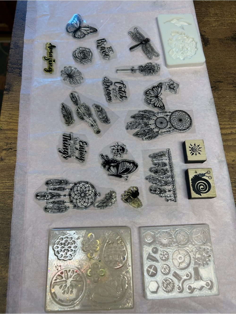 Clear Silicone Craft Stamp Set, 2 Rubber Stamps and Craft Molds